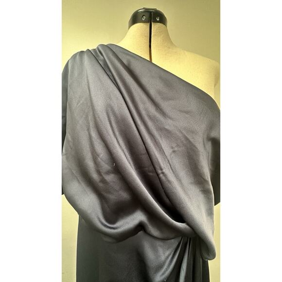 Theia Navy Blue One-Shoulder Midi Dress - Picture 6 of 11